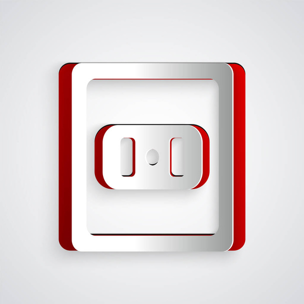 Papírvágás Elektromos kimeneti ikon elszigetelt szürke háttér. A konnektor. Rosette szimbólum. Papírművészeti stílus. Vektorillusztráció - Vektor, kép