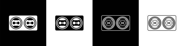 Zestaw ikona gniazdka elektrycznego izolowane na czarno-białym tle. Gniazdo zasilania. Symbol Rozety. Ilustracja wektora - Wektor, obraz