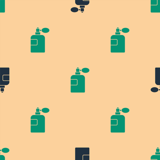 Zielona i czarna ikona perfum odizolowana bezszwowy wzór na beżowym tle. Ilustracja wektora - Wektor, obraz