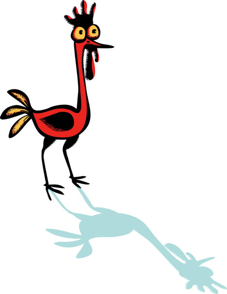 funny illustration of a cartoon rooster on white background - Zdjęcie, obraz