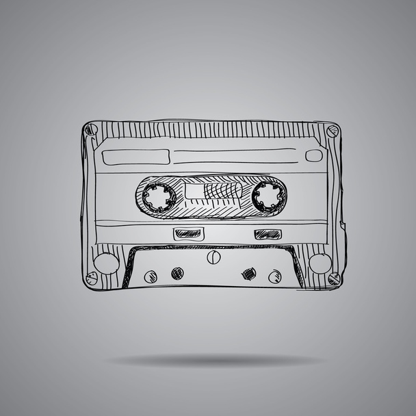 hand-drawn cassette tape - Διάνυσμα, εικόνα