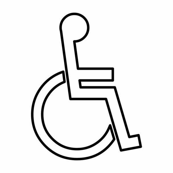 Uma ilustração de ícone linear em cadeira de rodas sobre fundo branco
 - Vetor, Imagem