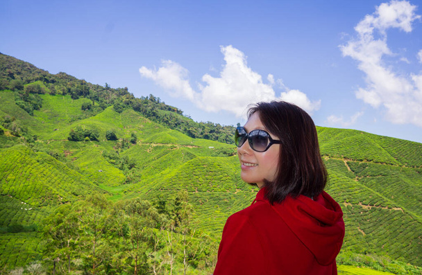 De Boh Tea Company werd opgericht in 1929 en is een van de beroemde theemerken in Maleisië. Een van de hoogtepunten schilderachtige plek in Cameron Highlands, de uitzichten die het biedt zijn verbazingwekkend. Grote open ruimte Boh Tea Plantation in weelderige valleien en smaragdgroene berg - Foto, afbeelding