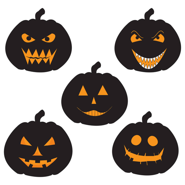 Set of Jack o' Lantern Illustration, cute character with different expression - Vektor, kép
