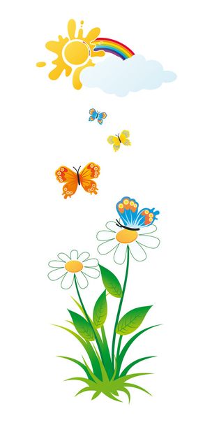 Butterflies and flowers. - Vector, Image