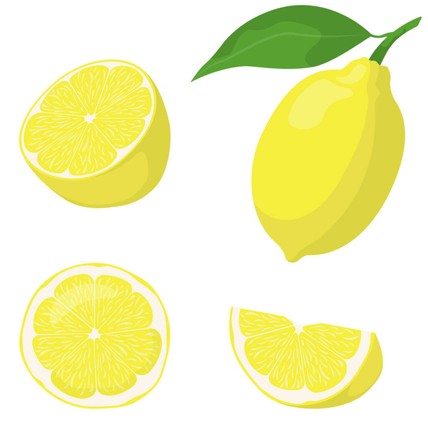 Целый и нарезанный лимон
. - Вектор,изображение