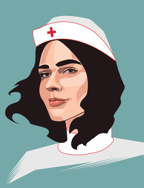 Εικονογράφηση του όμορφη γενναία νοσοκόμα φορώντας κλασική στολή - Διάνυσμα, εικόνα