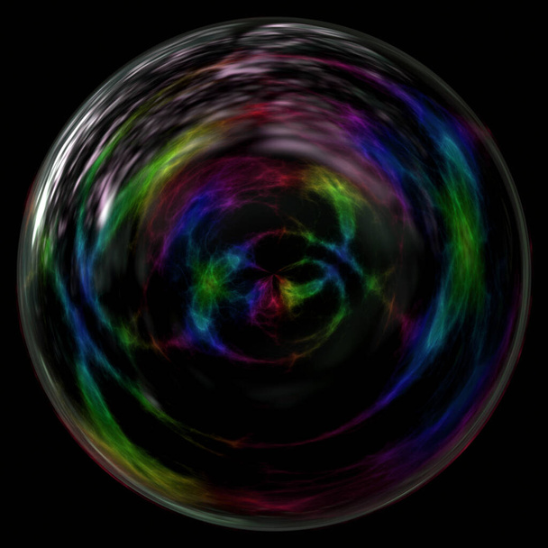 Rainbow soap bubble on black background - Photo, Image