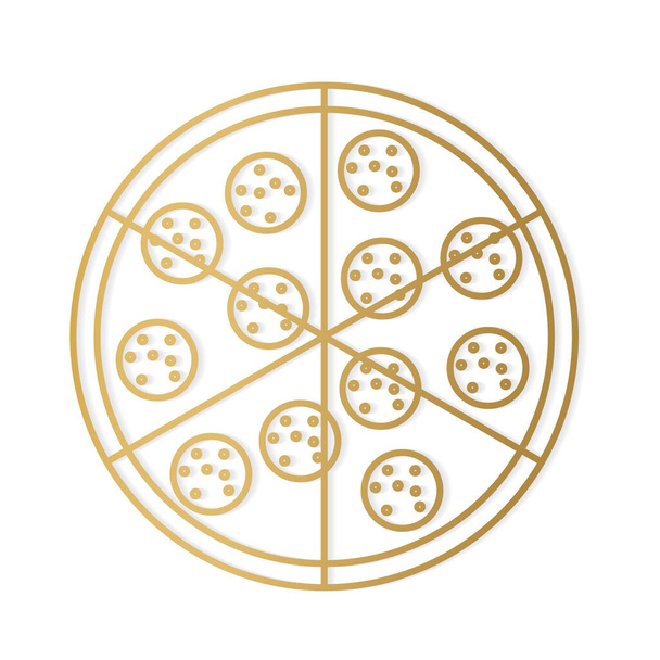 Золотая пицца пепперони - векторная иллюстрация
 - Вектор,изображение
