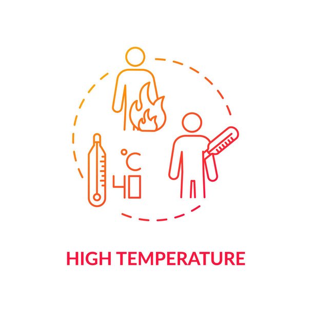 High body temperature red concept icon. Sick person with fever. Influenza infection sign. Ill patient. Rotavirus symptom idea thin line illustration. Vector isolated outline RGB color drawing - Vektör, Görsel
