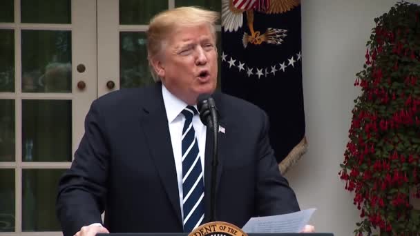 President Trump makes remarks on the Wall Street Journal editoral on the Mueller Report, 2019 - Záběry, video