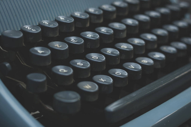 old vintage blue typewriter detail - Fotoğraf, Görsel