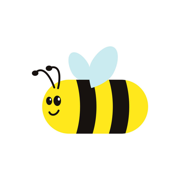 Precioso diseño simple de una abeja linda amarilla y negra sobre un fondo blanco. Ilustración vectorial aislada
. - Vector, Imagen