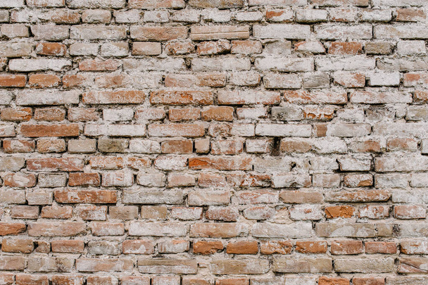 Old Red, brown, white, brick wall, texture, background - Photo, Image