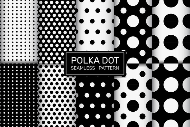 polkadot seamless pattern collection, abstract background, decorative tile wallpaper. - Vector, Image
