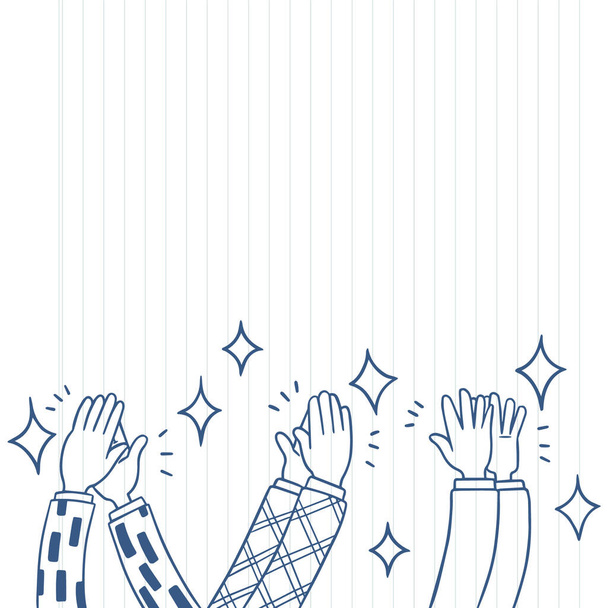 Les mains humaines applaudissent l'ovation. style doodle dessiné à la main
 - Vecteur, image