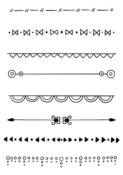 Ręcznie rysowane Doodle linii Podziałki Granice zestaw elementów konstrukcyjnych - Wektor, obraz