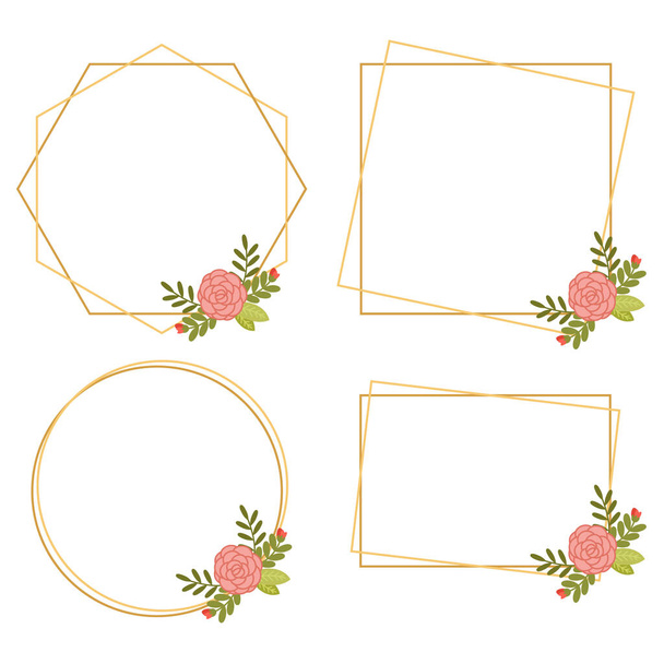 Вінтажні весільні геометричні квіткові рамки Колекції
 - Вектор, зображення