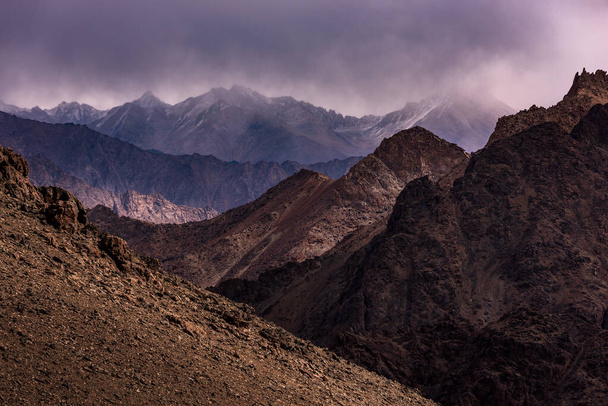 view of the Ladakh Range of Mountains from Leh in India - Fotoğraf, Görsel