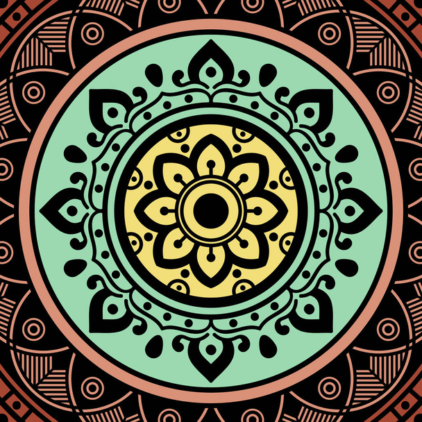 Ornament etniczny Mandali. Arabski, pakistański, marokański, turecki, indyjski, hiszpański motywy. Ilustracja wektora - Wektor, obraz