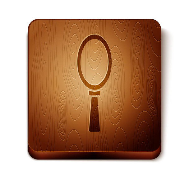 Icona a specchio marrone Magic isolata su sfondo bianco. Bottone quadrato in legno. Illustrazione vettoriale
 - Vettoriali, immagini