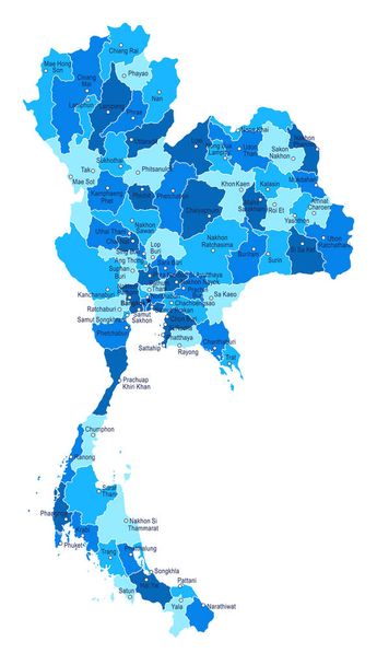 Tailandia mapa. Ciudades regiones Ilustración vectorial
 - Vector, Imagen