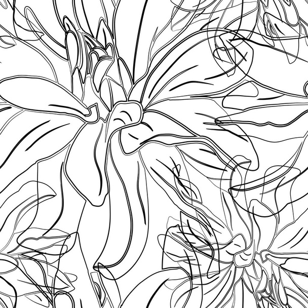 Seamless pattern with flowers of dahlia. - Vektor, kép