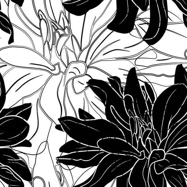 Seamless pattern with flowers of dahlia. - Vector, Image
