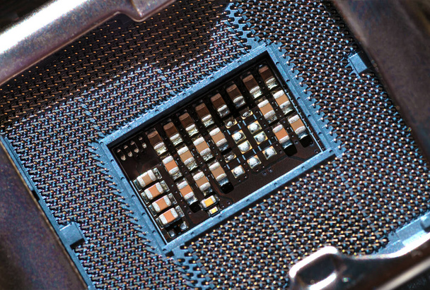 CPU socket macro. CPU socket The main components of a computer. Electronic background. - Foto, Imagen