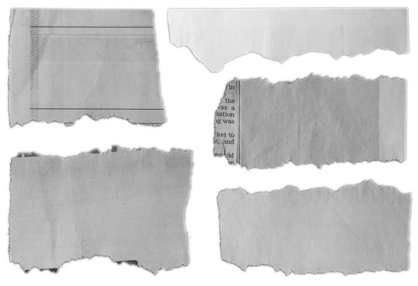 Cinco pedazos de papel desgarrado sobre fondo liso  - Foto, imagen