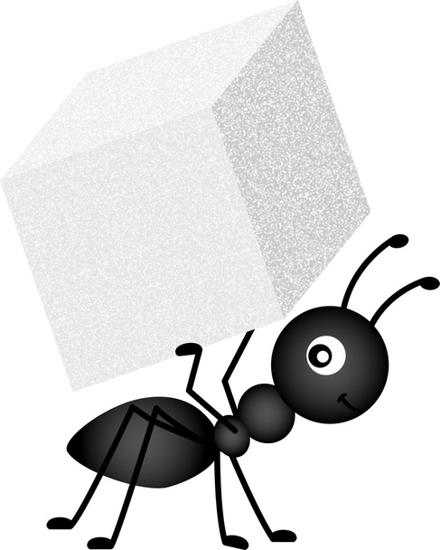 Ant Carrying Sugar Cube - Vector, Image