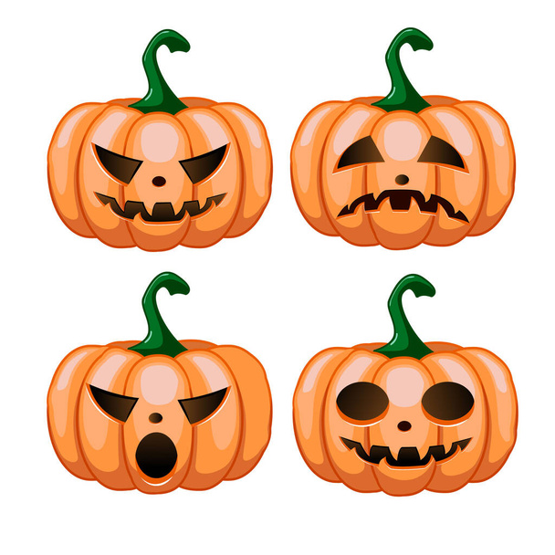 Happy Halloween. Halloween pumpkin. Pumpkin emotions for halloween. Elements for decorating the holiday. - Vector, Image