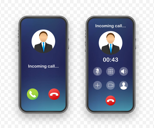 Smartphone with incoming call on display. Incoming call. Vector stock illustration - Vector, Image