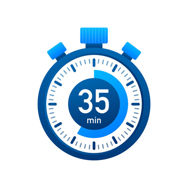 Les 35 minutes, icône vectorielle chronomètre. Icône chronomètre dans un style plat, minuterie sur fond couleur. Illustration vectorielle - Vecteur, image