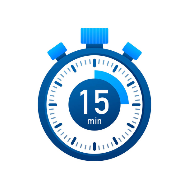 Les 15 minutes, icône vectorielle chronomètre. Icône chronomètre dans un style plat, minuterie sur fond couleur. Illustration vectorielle - Vecteur, image