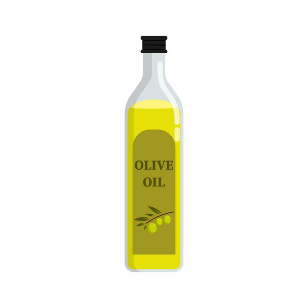 Olive oil glass bottle. Isolated vector illustration. - Vektor, Bild