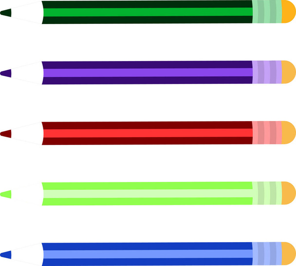 Jasné tužky. Ploché vektorové ilustrace izolované na bílém pozadí  - Vektor, obrázek