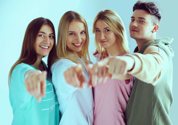 Young people pointing at you standing together - Fotoğraf, Görsel