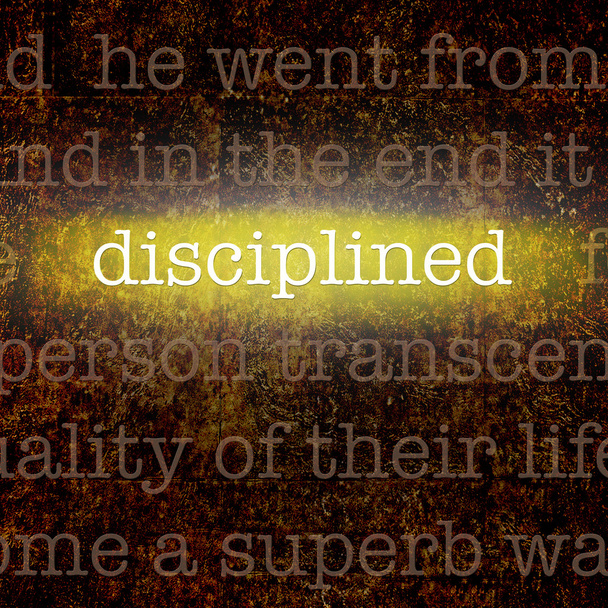 Word DISCIPLINED over grungy background - Photo, Image