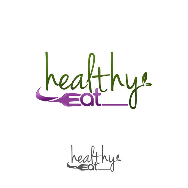 vector logo fork for a healthy eat diet - Vector, Image