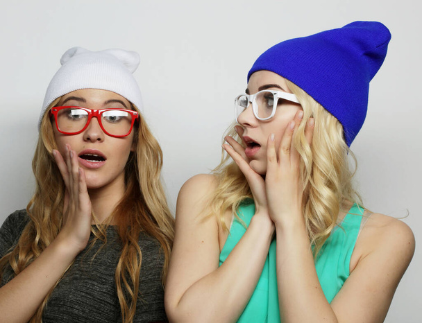 two young hipster girls best friends - Foto, Imagen