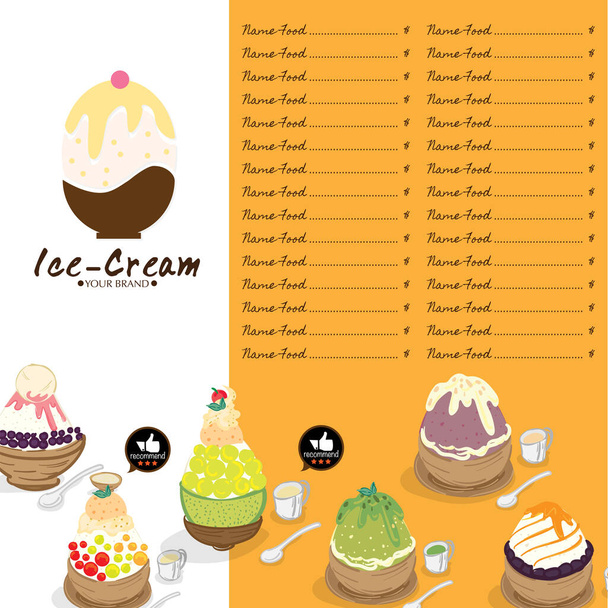 menu template Ice cream dessert restaurant brand design  - Διάνυσμα, εικόνα