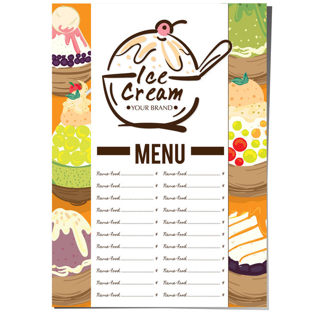 menu template Ice cream dessert restaurant brand design  - Vecteur, image