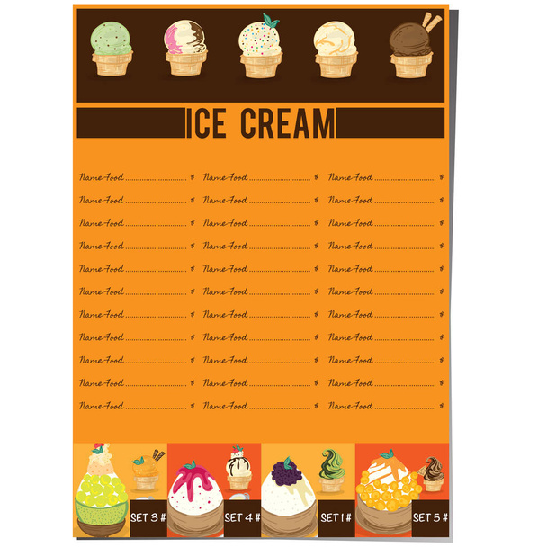 menu template Ice cream dessert restaurant brand design  - Vector, Imagen