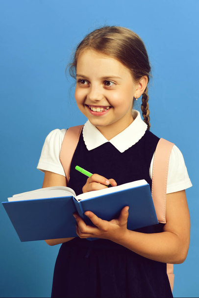 Back to school and education concept. School girl with smile - Φωτογραφία, εικόνα