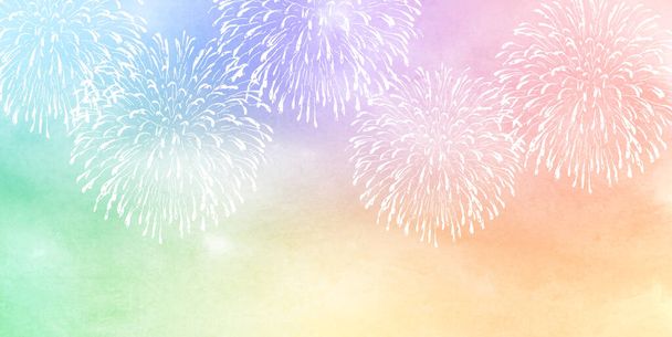Fireworks summer watercolor sky background - Vector, Image