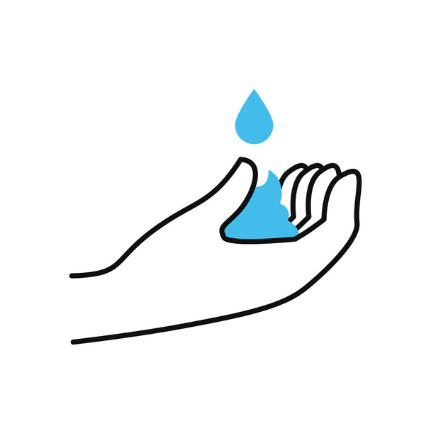 goutte d'eau et icône de la main, demi-couleur demi-ligne style
 - Vecteur, image