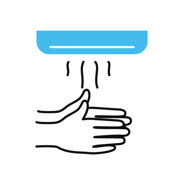 secador de manos y manos icono, medio color medio estilo de línea
 - Vector, Imagen