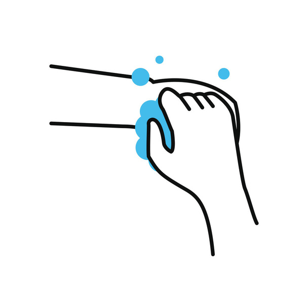 geste de lavage des mains avec savon, demi couleur demi ligne style
 - Vecteur, image