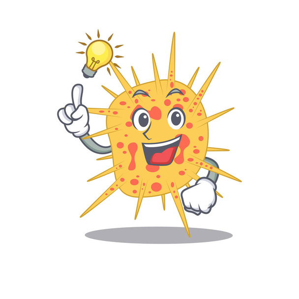 Mascot character design of mycobacterium kansasii with has an idea smart gesture - Вектор,изображение